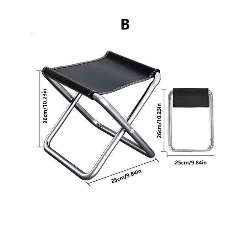 Portable Folding Stool Compact Black Seat for Camping & Travel