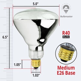 250 Watt Heat lamp Bulb for Bathroom R40 Incandescent Shower Heat Lamp Clear Infrared Bath Light 250R40 Chicken Light Bulb E26 Base 1 Pack