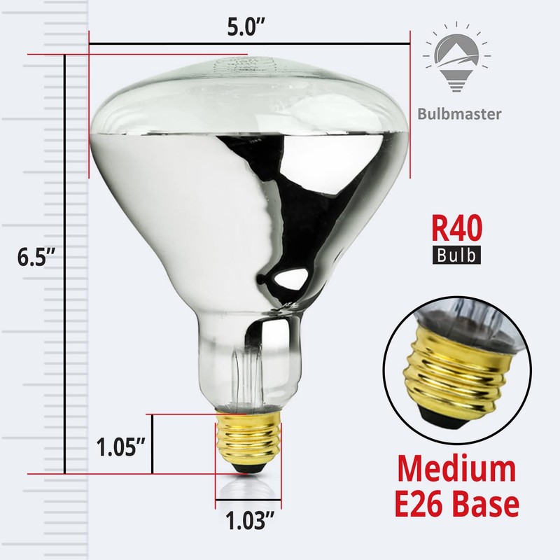 250 Watt Heat lamp Bulb for Bathroom R40 Incandescent Shower