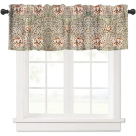 SHElifestyle William Morris Vintage Floral Window Valance Curtain, Colorful Boho Flower Retro Botanical Plant Window Treatment Valances for Kitchen Living Room Café Décor 54'x18', 1 Panel