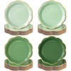 9 Inch Green Gradient Paper Plates, Gold Rim Party Plates