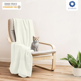 9Threads Multipurpose Blanket, King Size 100% Extra Long Staple Cotton, Herringbone Weave, Tusk, Soft & Breathable, Ideal for All Seasons