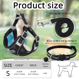 Dog Harness Medium Breathable Vest, Step-in Cat Puppy Collars and Lead Sets, Adjustable Dog Harness And Lead Set with Collar for Small Medium Pet Training or Walking Safety