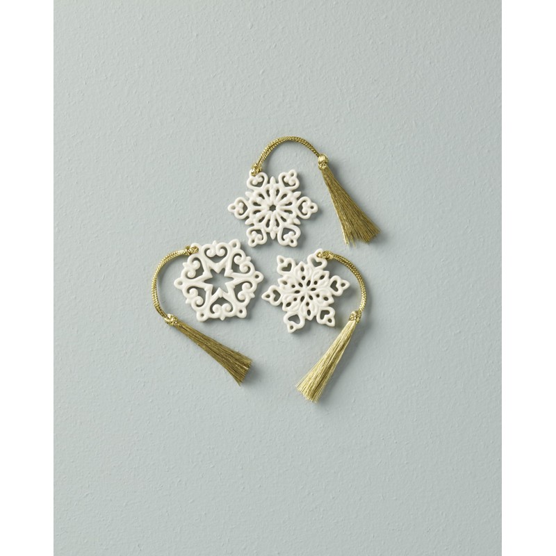 Lenox Ornament, Mini Snowflake 3-Piece Tree Ornament Set, Set Of