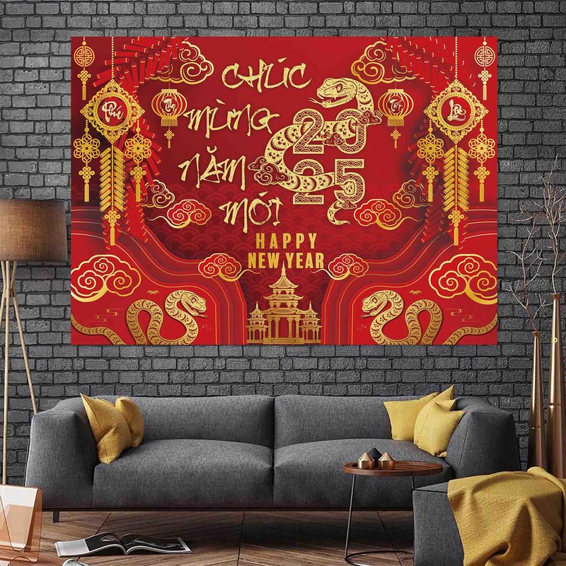 IRCOR TET Decorations 2025 Vietnamese New Year Backdrop with 12