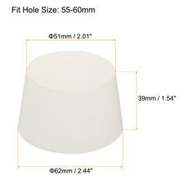 sourcing map Rubber Conical Plug 51 mm to 62 mm Solid Test Tubes Plugs White for Lab House Pack of 2