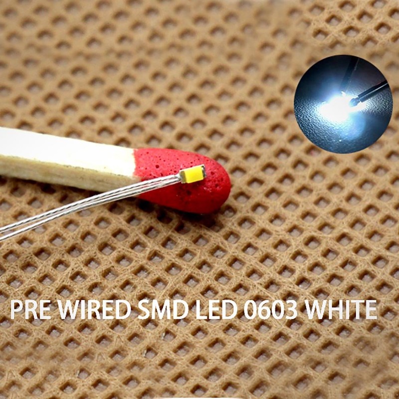 PTFE Wired SMD 0603 Chip LED White 20 Pack Train