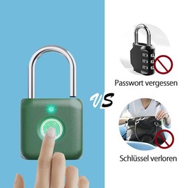 Fingerprint Padlock eLinkSmart Small Smart Padlock Keyless Lock for Locker Gym Cabinets Suitcase Tool Box Case Green