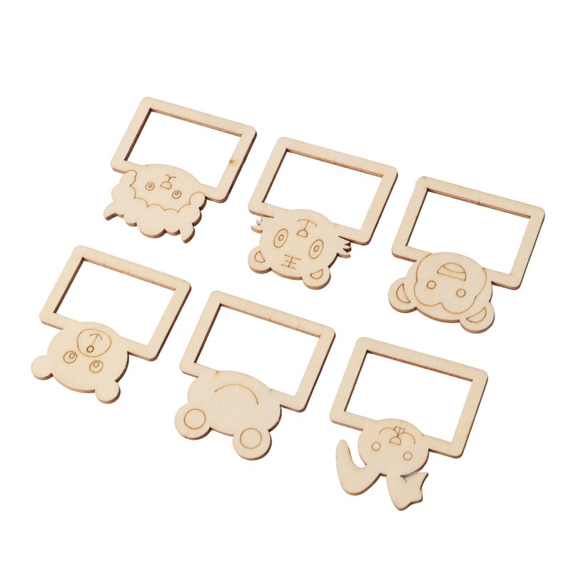 100pcs Wooden Cartoon Animal Photo Frame Decorative Hand Painting Photo