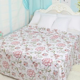 Pattern Flat Bed Sheets California King Size Floral Printed Cotton Flat Sheets Hotel Quality Top Sheet for Bed Machine Washable