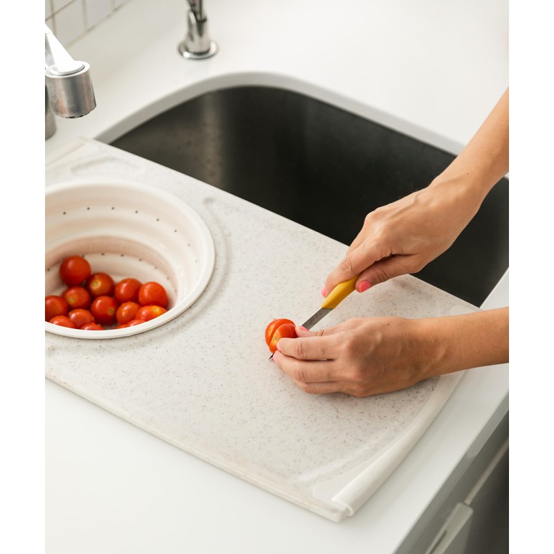Dexas Over the Sink PolyFiber Flax Cutting Board with Collapsible