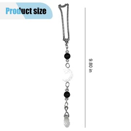 Moon and Star Rear View Mirror Accessories, Amethyst Stone Bead Car Hanging Ornament, Bohemian Suncatcher Pendant, Car Mirror Charm for Window Door Frame Garden Balcony Decoration (Black)