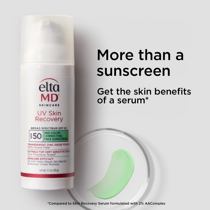 EltaMD UV Skin Recovery Green Tint 100% Mineral Sunscreen, SPF