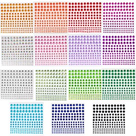 Self Adhesive Gem and Pearl Stickers for Face, 4 Size 3mm/4mm/5mm/6mm,3 Sheet Pearls and 12 Sheet Sticky Rhinestones for Body Makeup,2475 Pcs Stick on Acrylic Jewels for Nail Eyes Hair
