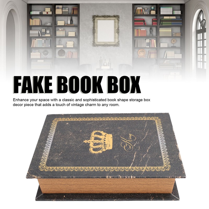 Book Shape Storage Box Large Capacity Wooden European Style Decorative