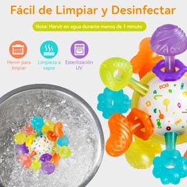 Sonajero masticar juguetes, goma dental montessori juguetes,Juguetes Sensoriales y Estimulacion Temprana,Regalos de Navidad(Blanco-01)
