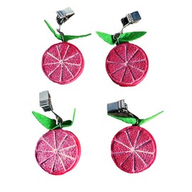 Set of 4 Decorative Tablecloth Weights with Clips - Citrus Fruit Design - ORANGE or RED - 7.5 cm (Red)