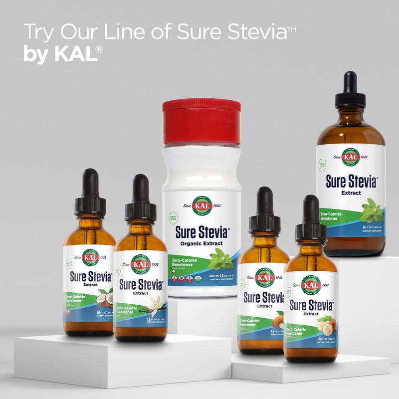 KAL Sure Stevia Extract Powder, Low Carb, Plant Based Stevia