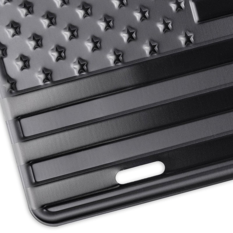 OFN American Flag License Plate & Frame Dome Combo, Blackout