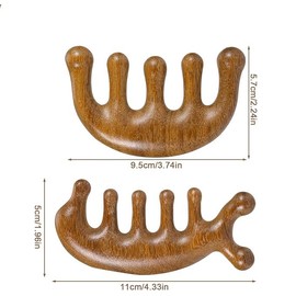 2 Pack Wooden Wide Tooth Massage Comb,Sandalwood Massage Comb,Anti-Static Scraping Comb,Scalp Stimulator Hair Growth,For Men and Women