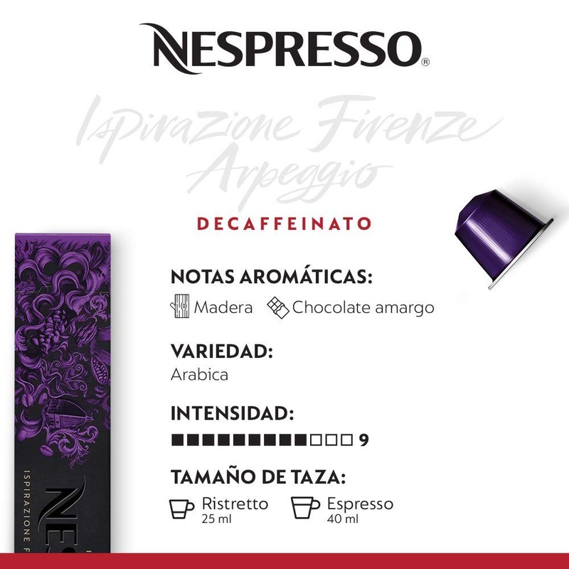 Nespresso, Café Decaffeinato, Paquete de 50 cápsulas de Sistema Original
