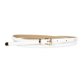 Allegra K Womens Skinny Embossed Leather Belts Alloy Pin Buckle Belt for Jeans Dresses Pants White 104cm/41''