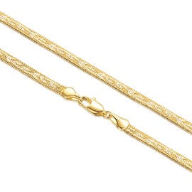 CROCHETFUN 14K Gold Chain for Women Snake Necklaces for Women Trendy Snake Chains with Patterns Necklace Mens Gold Chains 16-24 Inches 4mm (22 Inches)