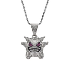 Pendant Necklace Alloy Funny Devil 60cm Stainless Steel Chain Exquisite Pendant Chain Silver
