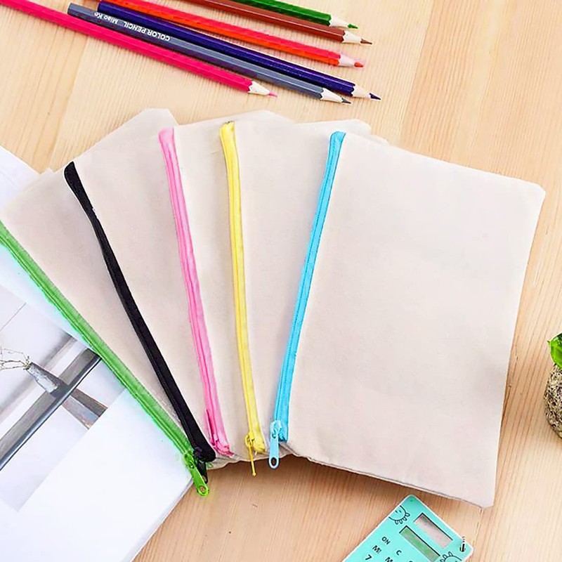 DIY Blank Fabric Pencil Case, 8 Pieces Fabric Bag Zipper