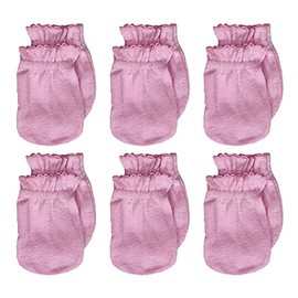 Newborn Baby Gloves No Scratch Mittens 100% Cotton, For 0-6 Months Boys/Girls (Pink, 6)