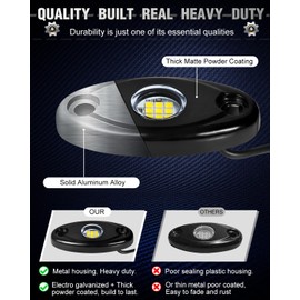 Aukmak LED Rock Lights for Trucks White 4 Pods Underglow LED Lights for Cars UTV ATV SUV Wheel Fender Light Fit for Jeep Motorcycle Boat Underbody Glow Neon Trail Rig Exterior Accessories