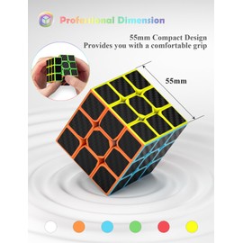 ROXENDA Magic Cube Set, Speed Cube Set [Pack of 6] - Easy Turn & Smooth Play, Super Gift IQ Games for Children (Carbon Fibre)