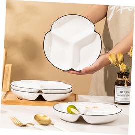 Alipis 3-Grid Ceramic Dinner Plate Adult Size Divided Plate Separator Plates for Salad Dessert and Main Dishes
