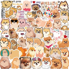 50 Packs Pomeranian Stickers Water Bottles Laptop Phone Motorcycle Computer Guitar Skateboard Hydroflasks Pomeranian Vinyl Sticker Waterproof Aesthetic Trendy Decals for Teens Girls Adults