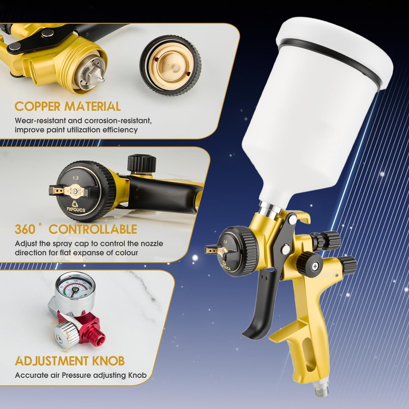 Professional HVLP Ultimate Atomization Paint Sprayer Kit, 1.3mm Nozzle –
