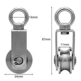 Set of 4 Pulley with 2 Ball Bearings, Fitness Stainless Steel Pulley for Ropes, Steel Cable, Load Capacity 250 kg