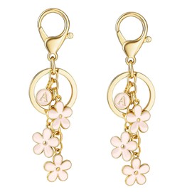 ZOONAI 2Pcs Women Girls Flower Charms, Floral Bag Charm for Purse Car Keyring Holder Wallet Purse Pendant (Pink)