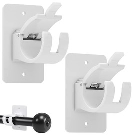 No-Drill Curtain-Rod Adhesive-Brackets Adjustable-Holder - 20 Pounds Nail Free Curtain Rod Hanger (2PCS White)