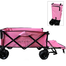 Folding Garden Cart with 360° Swivel Wheels, Large Load Capacity, Pink