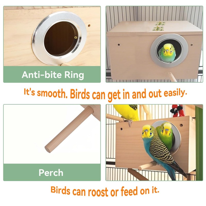 JSLZF Bird Nest, Parakeet Nest Box, Bird Breeding Box with