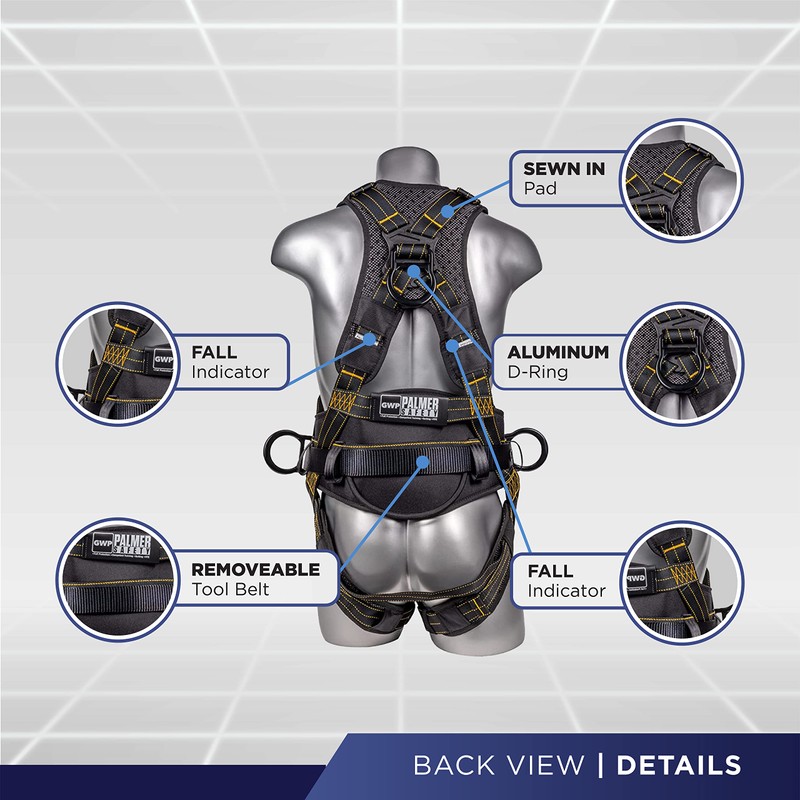 Palmer Safety Fall Protection Construction Safety Harness - QCB Chest