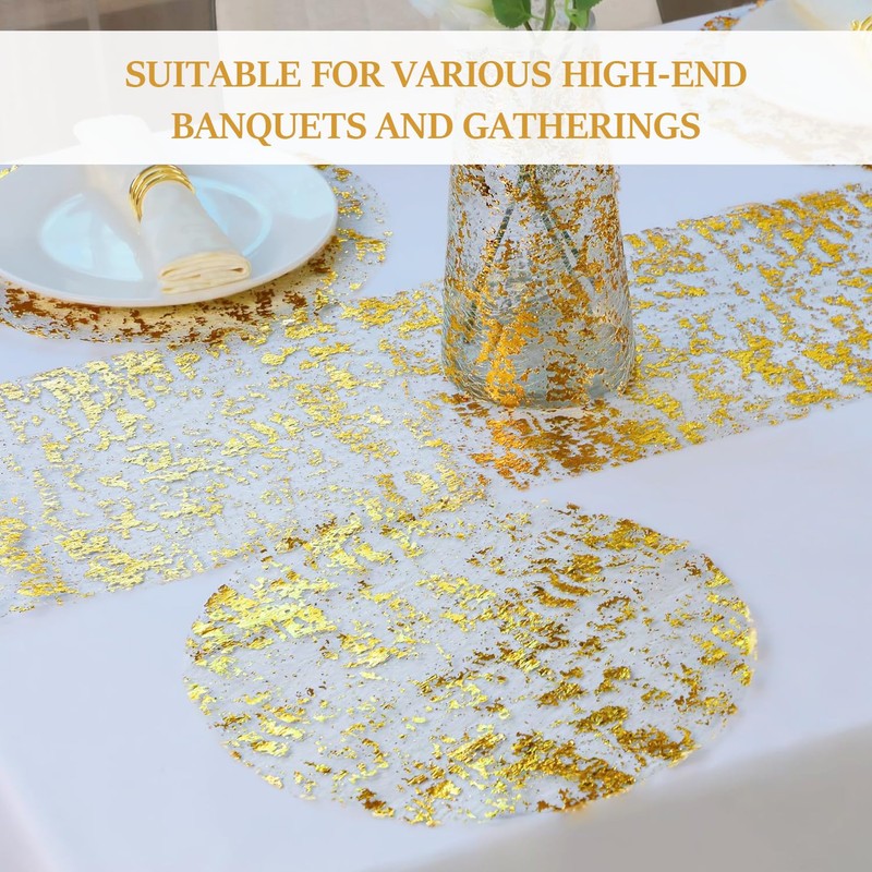 20 pieces of golden placemats, round gold foil placemats, shiny