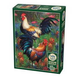 Cobble Hill 1000 Piece Puzzle - Roosters - Sample Poster Included