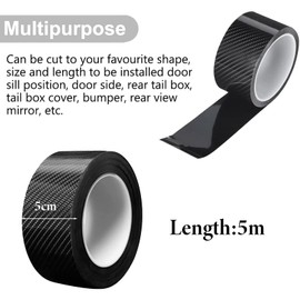 BHSTTNIXP Black Carbon Fibre Tape,Car Door Sill Protector,Scratch-resistant Waterproof Sun-proof 3D Carbon Fiber Car Stickers for Car SUV Truck(5CM*5M)