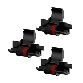 IR-40T Ink Ribbon Ink Roller, Pack of 3 Ink Roller ABS POM, Ink Roller Black/Red, Ink Roller IR-40T Compatible Ink Ribbons for Canon CP13/MP-12D/MP-120DH, Black/Red Ink Roller for Casio IR40T