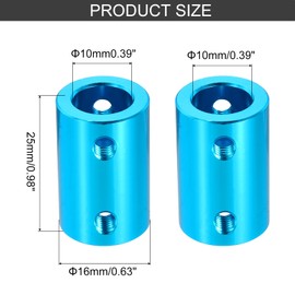 sourcing map Rigid Screw Coupling 10mm to 10mm Shaft Coupler Connector L25mm x D16mm Aluminum Alloy Joint Connector Set for 3D Printers DIY Encoder with 20 Screws, Blue, 5Pack