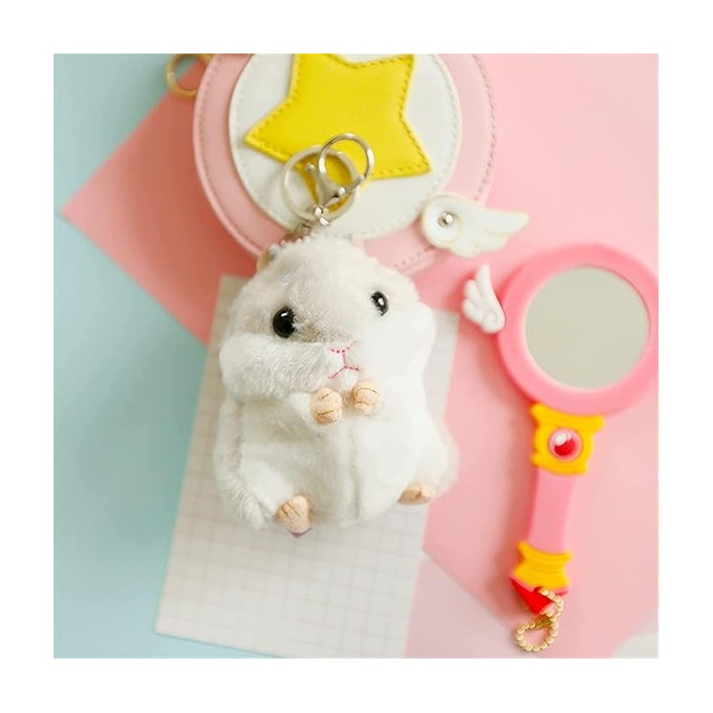 Gowxs Brown Hamster Keychain, Keychain with Hamster Keyring, Cute Soft