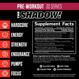 JNX SPORTS The Shadow! High Stim Preworkout | 350mg of Caffeine | Strawberry Pineapple 30 Servings | Electric Energy, Mental Focus & Superhuman Strength for Men & Women