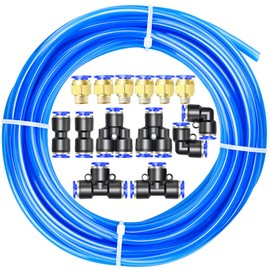 ERGAOBOY Blue 10M Polyurethane PU Air Hose Pipe Tube Kit,8mm OD x 5mm ID with 14 Connector Kits