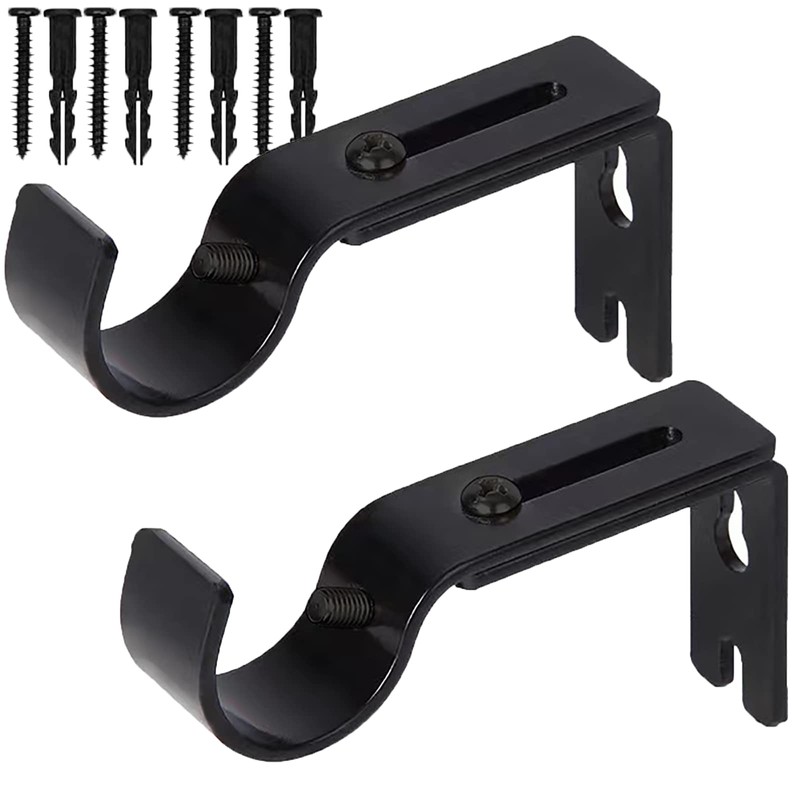 Premium Curtain Rod Brackets - 2 Pack Adjustable Wall Mounts,